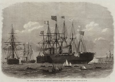 El Gran Barco de Vapor del Este saliendo de Sheerness con el Cable Atlántico Francés de Edwin Weedon